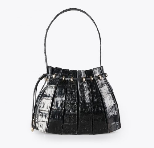 Bolso Acordeón M Cocodrilo Negro