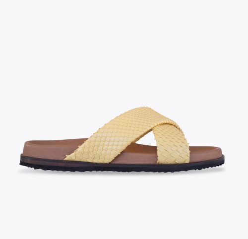 Sandalia Piel de Piton Amarillo