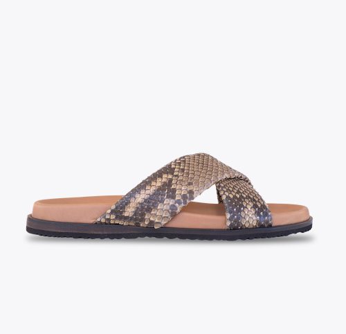 Sandalia Piel de Piton Camel